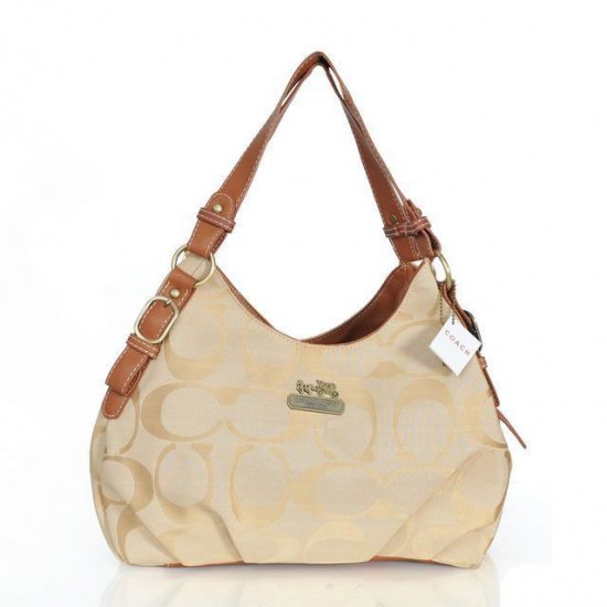 Coach Fashion Signature Medium Khaki Shoulder Bags ERE | Women - Click Image to Close